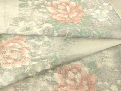 平和屋着物▽上質な紬 単衣 花尽くし 正絹 逸品 DAAS0805az
