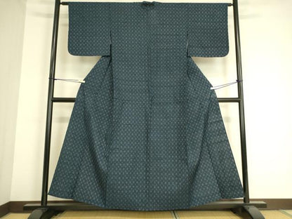 平和屋着物▽上質な紬 単衣 絣文 正絹 逸品 DAAS0903az