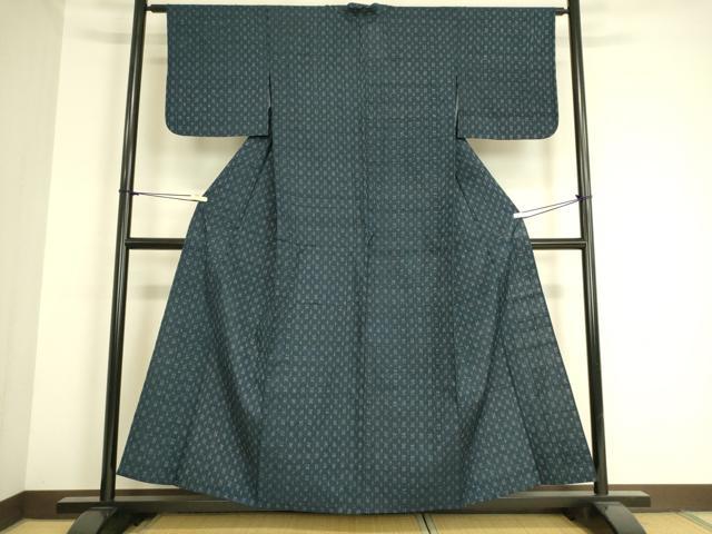 平和屋着物▽上質な紬 単衣 絣文 正絹 逸品 DAAS0903az