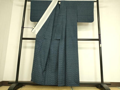 平和屋着物▽上質な紬 単衣 絣文 正絹 逸品 DAAS0903az