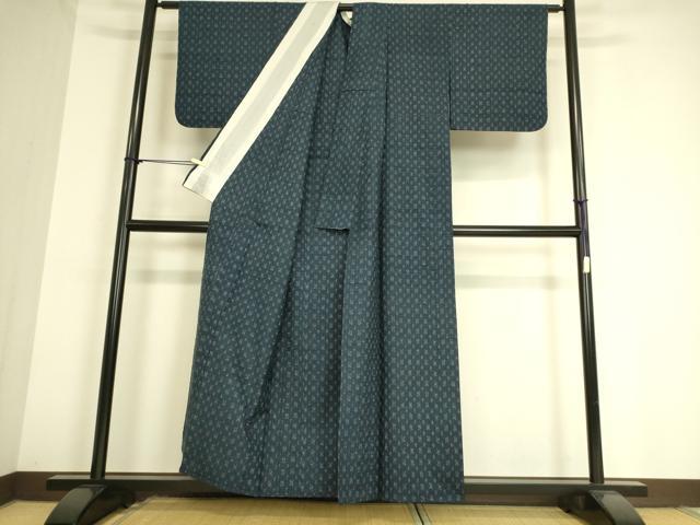 平和屋着物▽上質な紬 単衣 絣文 正絹 逸品 DAAS0903az
