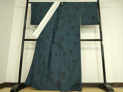 平和屋着物▽本塩沢 単衣 花唐草文 正絹 逸品 DAAS0904az