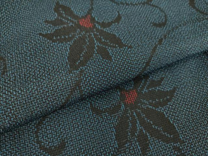 平和屋着物▽本塩沢 単衣 花唐草文 正絹 逸品 DAAS0904az