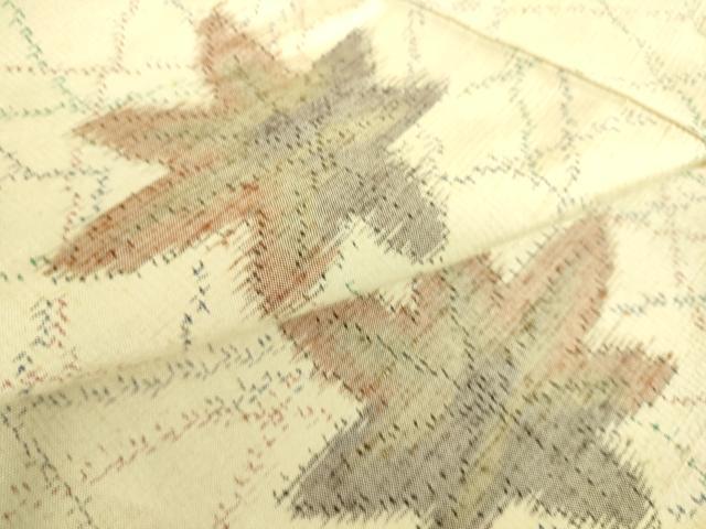 平和屋着物▽上質な紬 単衣 楓文 正絹 逸品 DAAS0906az