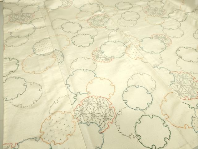 平和屋着物▽上質な紬 単衣 雪輪重ね文 正絹 逸品 DAAS0907az