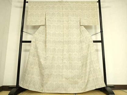 平和屋着物▽本塩沢 単衣 洋花文 正絹 逸品 DAAS0911az
