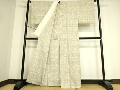 平和屋着物▽本塩沢 単衣 洋花文 正絹 逸品 DAAS0911az