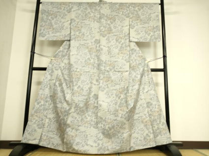 平和屋着物▽上質な紬 単衣 風景樹林文 正絹 逸品 DAAS0912az
