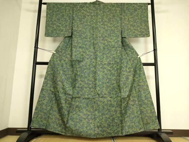 平和屋着物▽上質な紬 単衣 笹文 正絹 逸品 DAAS0915az