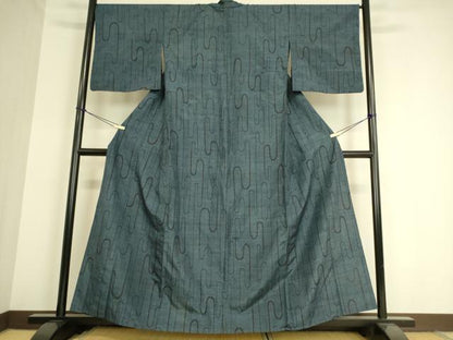 平和屋着物▽上質な紬 単衣 変わり縞 正絹 逸品 DAAS0916az