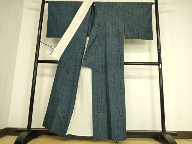 平和屋着物▽上質な紬 単衣 変わり縞 正絹 逸品 DAAS0916az