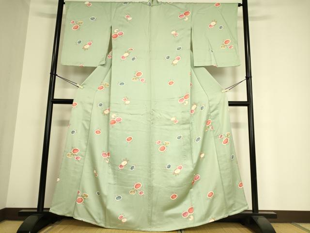 平和屋着物▽上質な小紋 単衣 菊 金彩 正絹 逸品 DAAS0918az