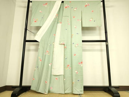 平和屋着物▽上質な小紋 単衣 菊 金彩 正絹 逸品 DAAS0918az
