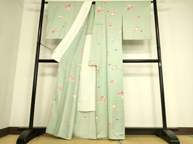 平和屋着物▽上質な小紋 単衣 菊 金彩 正絹 逸品 DAAS0918az