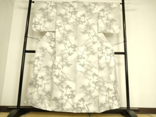 平和屋着物▽本場大島紬 白大島 9マルキ 単衣 樹林文 正絹 逸品 DAAS0933az