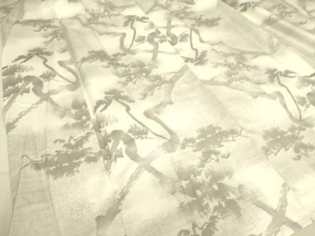 平和屋着物▽本場大島紬 白大島 9マルキ 単衣 樹林文 正絹 逸品 DAAS0933az
