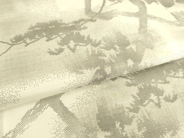 平和屋着物▽本場大島紬 白大島 9マルキ 単衣 樹林文 正絹 逸品 DAAS0933az