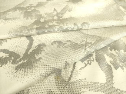 平和屋着物▽本場大島紬 白大島 9マルキ 単衣 樹林文 正絹 逸品 DAAS0933az