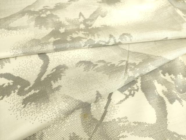 平和屋着物▽本場大島紬 白大島 9マルキ 単衣 樹林文 正絹 逸品 DAAS0933az