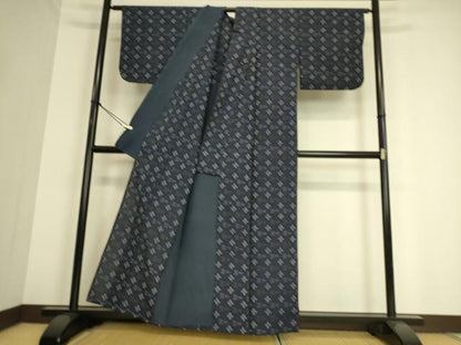 平和屋着物▽小紋 単衣 絣文 綿 DAAS0936az