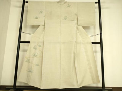 平和屋着物▽本塩沢 訪問着 単衣 笹文 正絹 逸品 DAAS0940az