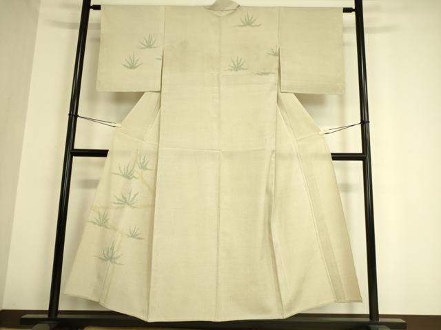 平和屋着物▽本塩沢 訪問着 単衣 笹文 正絹 逸品 DAAS0940az
