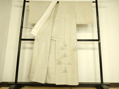 平和屋着物▽本塩沢 訪問着 単衣 笹文 正絹 逸品 DAAS0940az