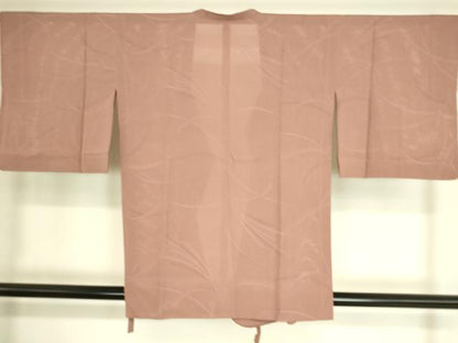 平和屋着物▽道行コート スリーシーズン 春夏秋 塵除け 縦絽 芝紋紗 鴇浅葱色 正絹 逸品 DAAS0959az
