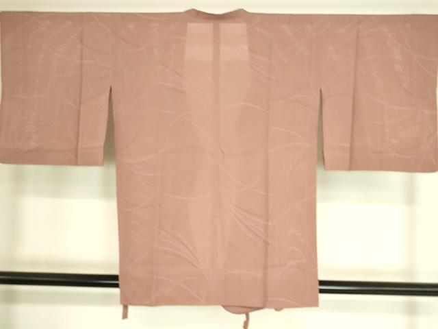平和屋着物▽道行コート スリーシーズン 春夏秋 塵除け 縦絽 芝紋紗 鴇浅葱色 正絹 逸品 DAAS0959az