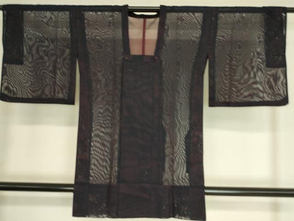 平和屋着物▽道行コート スリーシーズン 春夏秋 塵除け 紗 縞 正絹 逸品 DAAS0960az