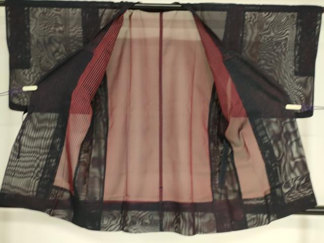 平和屋着物▽道行コート スリーシーズン 春夏秋 塵除け 紗 縞 正絹 逸品 DAAS0960az