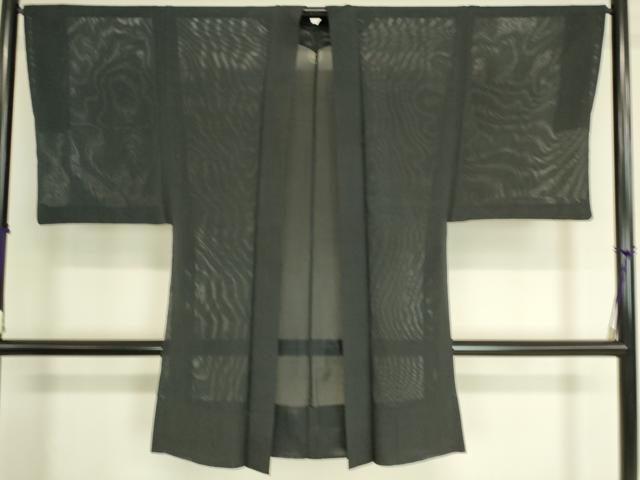 平和屋着物▽男性 長羽織 スリーシーズン 春夏秋 塵除け 絽 黒色 正絹 逸品 DAAS0964az