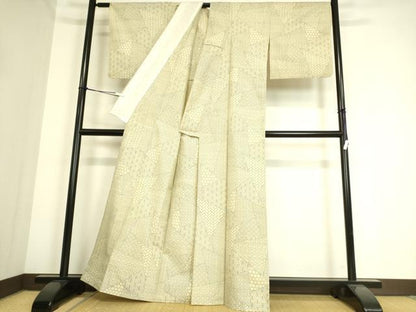平和屋着物▽上質な紬 単衣 切嵌文様 正絹 逸品 DAAS0965az