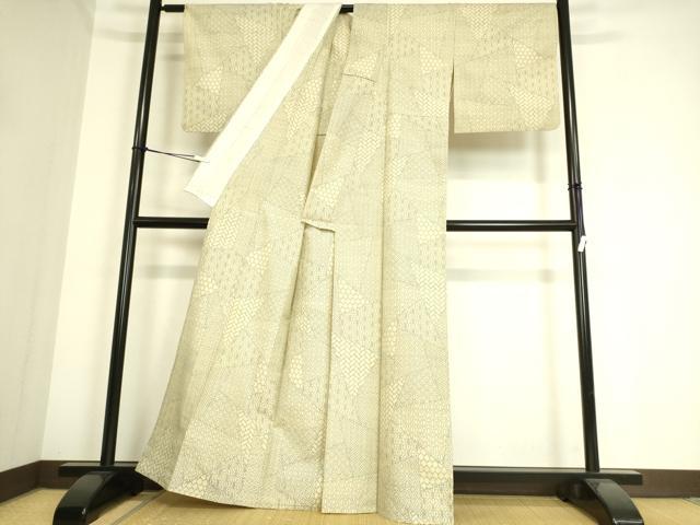 平和屋着物▽上質な紬 単衣 切嵌文様 正絹 逸品 DAAS0965az