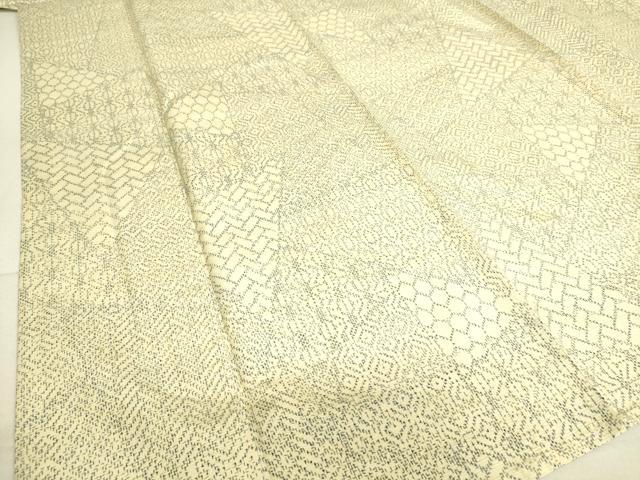 平和屋着物▽上質な紬 単衣 切嵌文様 正絹 逸品 DAAS0965az