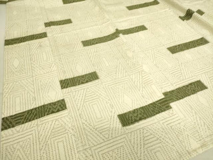 平和屋着物▽本塩沢　単衣　幾何学文　正絹　逸品　DAAS0969az