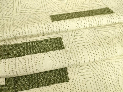 平和屋着物▽本塩沢　単衣　幾何学文　正絹　逸品　DAAS0969az