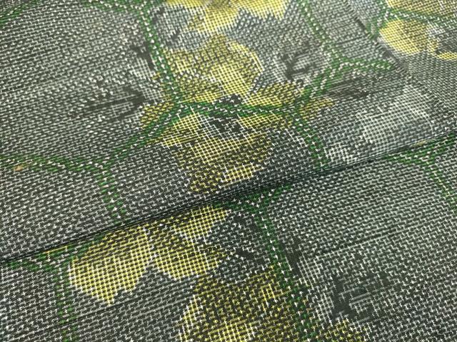 平和屋着物▽上質な紬 単衣 亀甲花文 正絹 DAAS0972az
