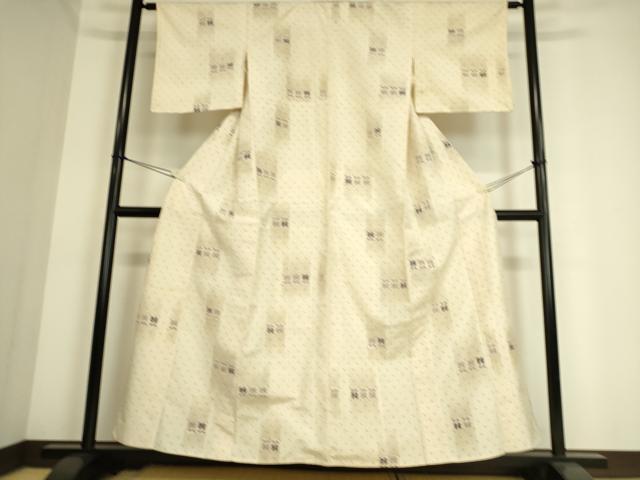 平和屋着物▽上質な紬　単衣　絣花文　正絹　逸品　DAAS0974az