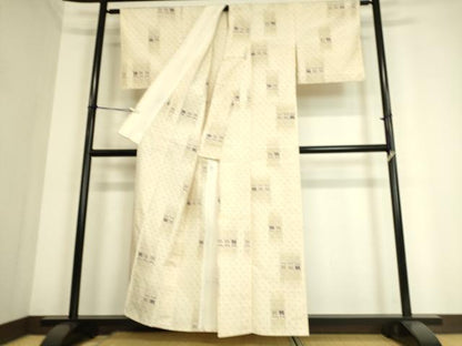 平和屋着物▽上質な紬　単衣　絣花文　正絹　逸品　DAAS0974az