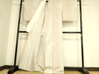 平和屋着物▽上質な紬 単衣 横段花文 正絹 逸品 DAAS0977az