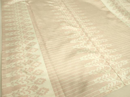 平和屋着物▽上質な紬 単衣 横段花文 正絹 逸品 DAAS0977az