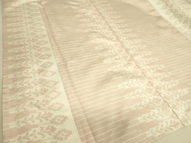 平和屋着物▽上質な紬 単衣 横段花文 正絹 逸品 DAAS0977az