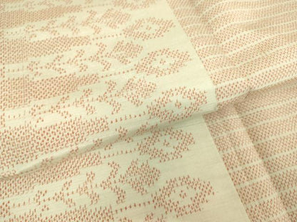 平和屋着物▽上質な紬 単衣 横段花文 正絹 逸品 DAAS0977az