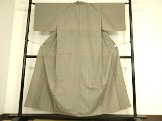 平和屋着物▽上質なお召　単衣　縞　正絹　逸品　DAAS0981az