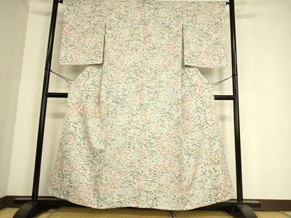 平和屋着物▽上質な小紋 単衣 茶屋辻流水花文 正絹 逸品 DAAS0983az
