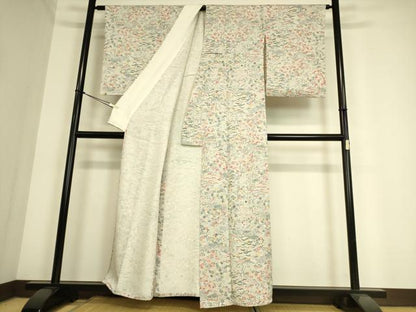 平和屋着物▽上質な小紋 単衣 茶屋辻流水花文 正絹 逸品 DAAS0983az