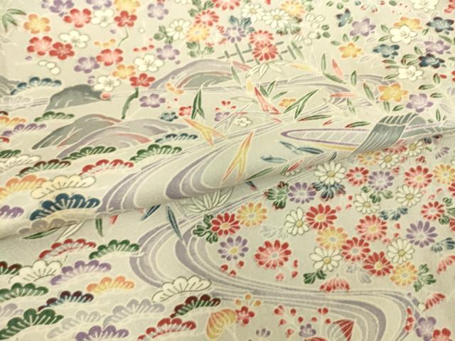 平和屋着物▽上質な小紋 単衣 茶屋辻流水花文 正絹 逸品 DAAS0983az
