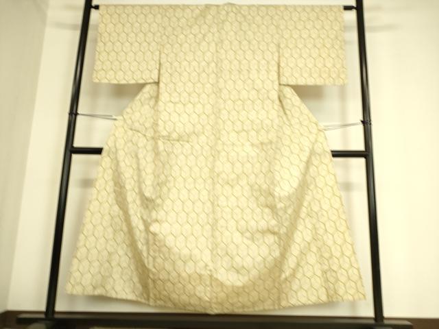 平和屋着物▽上質な紬 単衣 亀甲柄 正絹 逸品 DAAS0984az