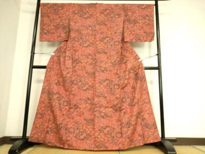 平和屋着物▽上質な小紋 紬地 単衣 辻が花 正絹 逸品 DAAS0986az